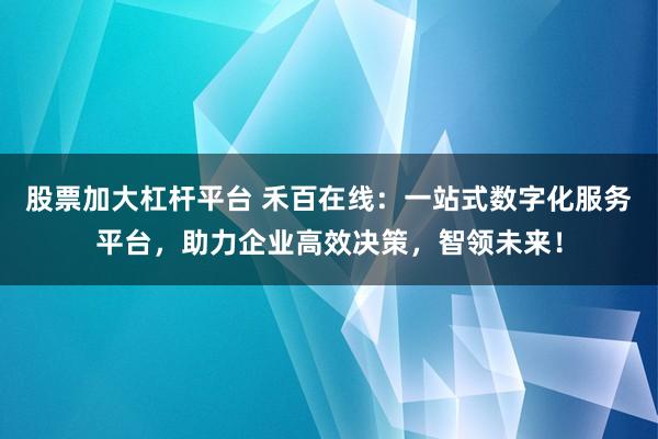 股票加大杠杆平台 禾百在线：一站式数字化服务平台，助力企业高效决策，智领未来！