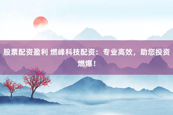股票配资盈利 燃峰科技配资：专业高效，助您投资燃爆！