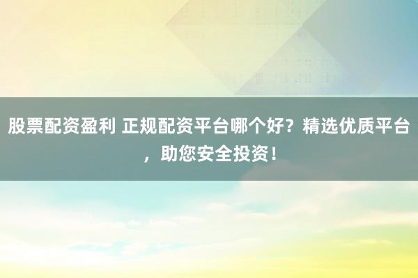 股票配资盈利 正规配资平台哪个好？精选优质平台，助您安全投资！