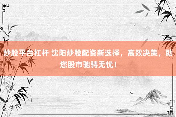 炒股平台杠杆 沈阳炒股配资新选择，高效决策，助您股市驰骋无忧！