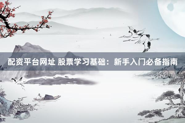 配资平台网址 股票学习基础：新手入门必备指南