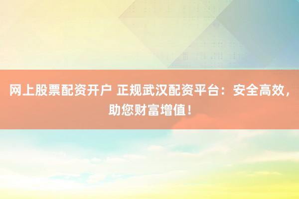 网上股票配资开户 正规武汉配资平台：安全高效，助您财富增值！