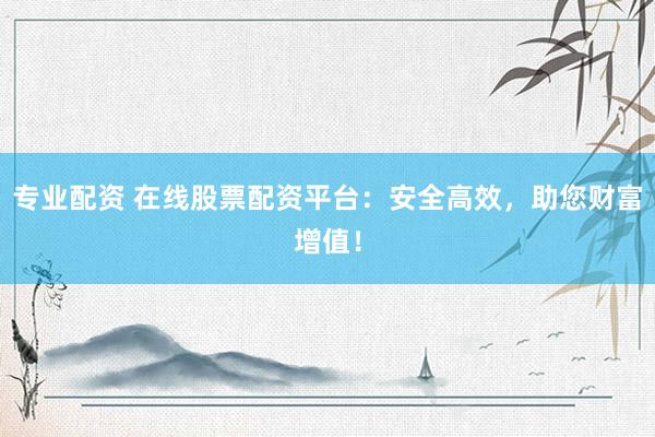 专业配资 在线股票配资平台：安全高效，助您财富增值！