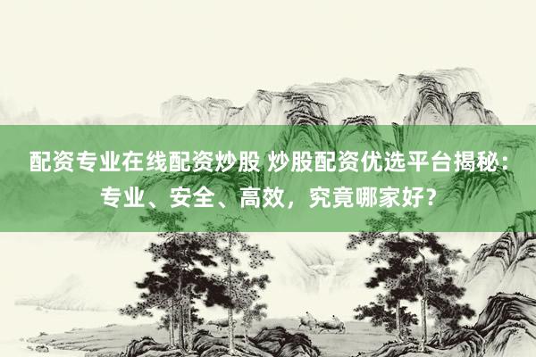 配资专业在线配资炒股 炒股配资优选平台揭秘：专业、安全、高效，究竟哪家好？