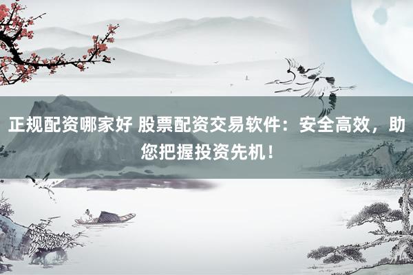 正规配资哪家好 股票配资交易软件：安全高效，助您把握投资先机！