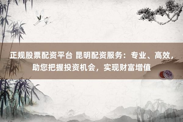 正规股票配资平台 昆明配资服务：专业、高效，助您把握投资机会，实现财富增值