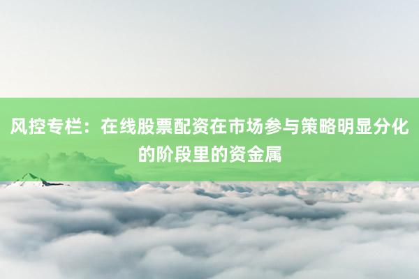 风控专栏：在线股票配资在市场参与策略明显分化的阶段里的资金属