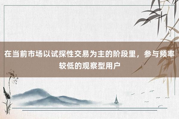 在当前市场以试探性交易为主的阶段里，参与频率较低的观察型用户
